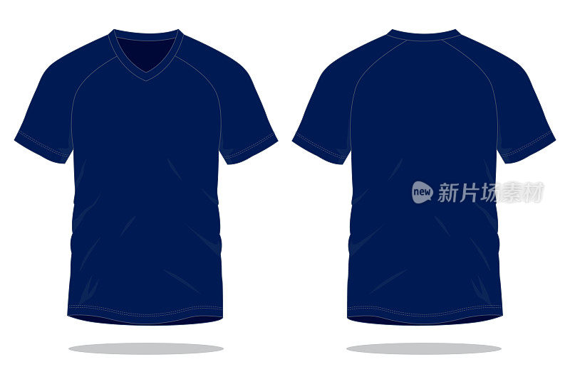 Navy Blue V-Neck Shirt Vector for Template